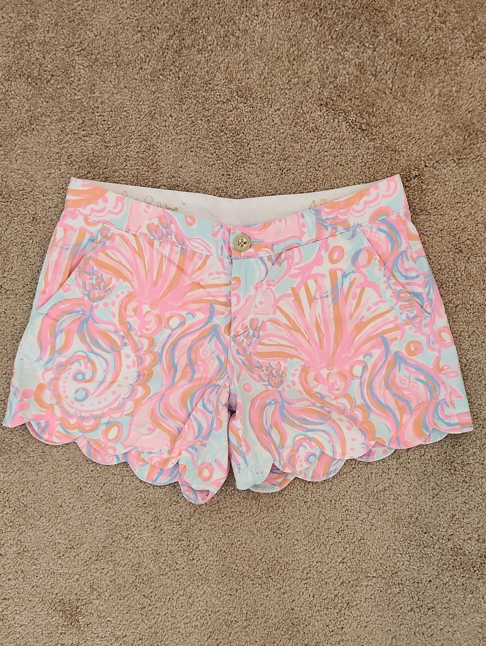 Lilly Pulitzer The Buttercup Short 4 100% Cotton Pink Pout Too Much Bubbly - Picture 2 of 4